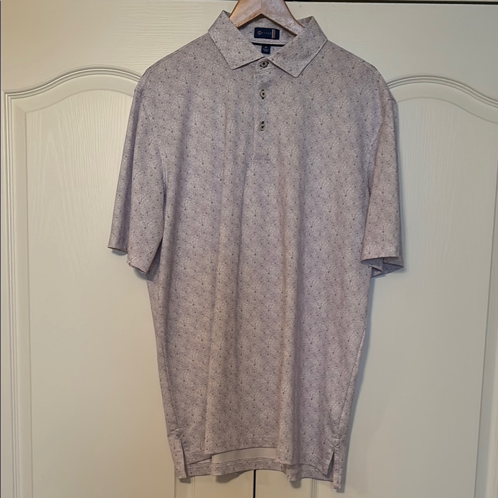 Stitch Golf Polo Shirt Large Purple All Over Print Floral Print